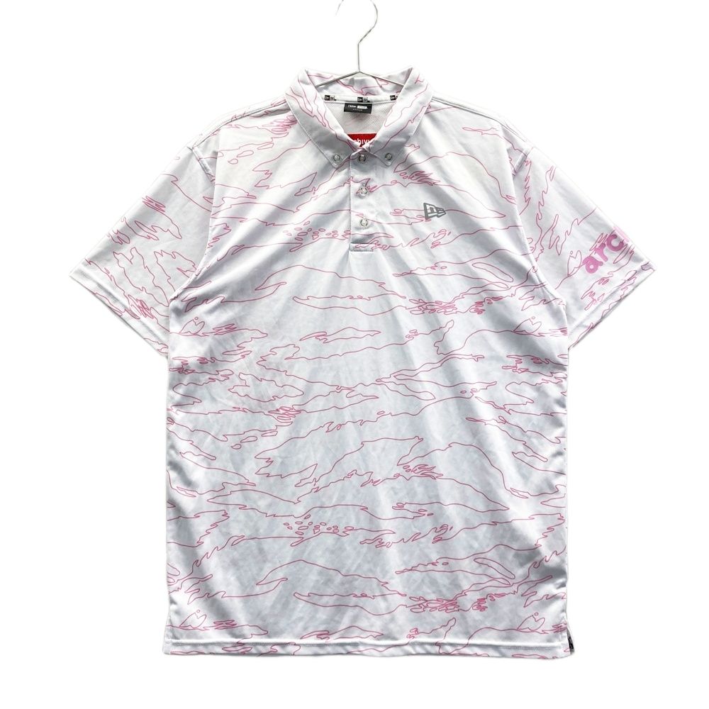 サイズ 40 アルチビオ ERA 半袖ポロシャツ ボタンダウン 総柄 ホワイト系 ゴルフウェア メンズ ストスト