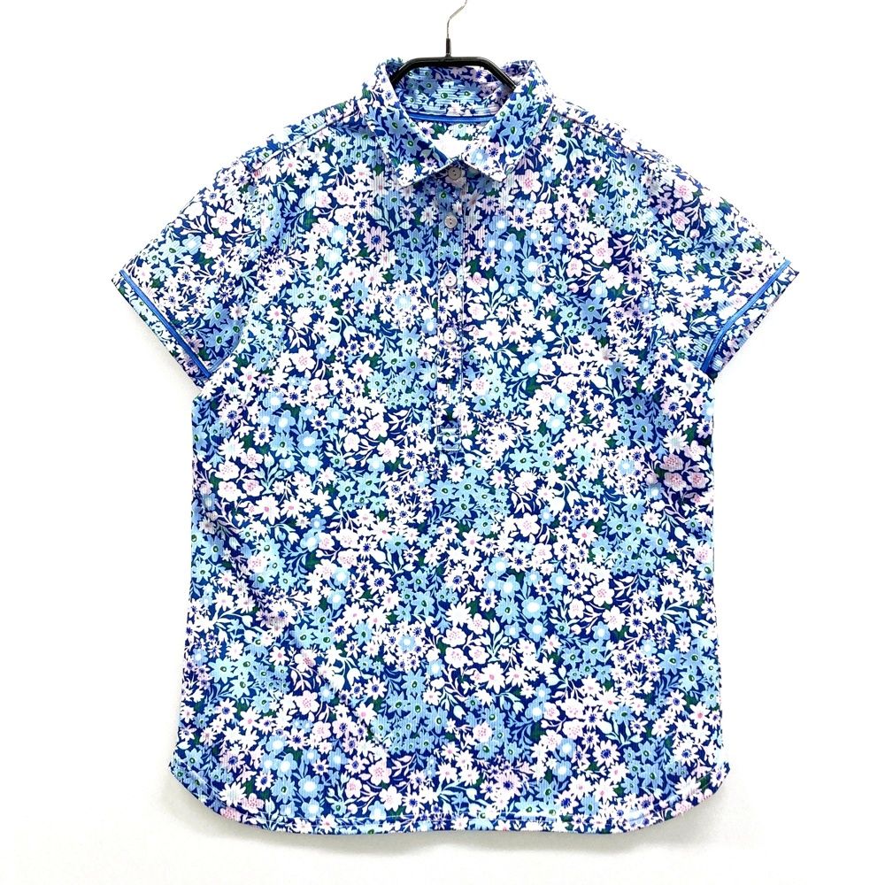 サイズ：L CALLAWAY キャロウェイ 半袖ポロシャツ 花柄 ブルー系