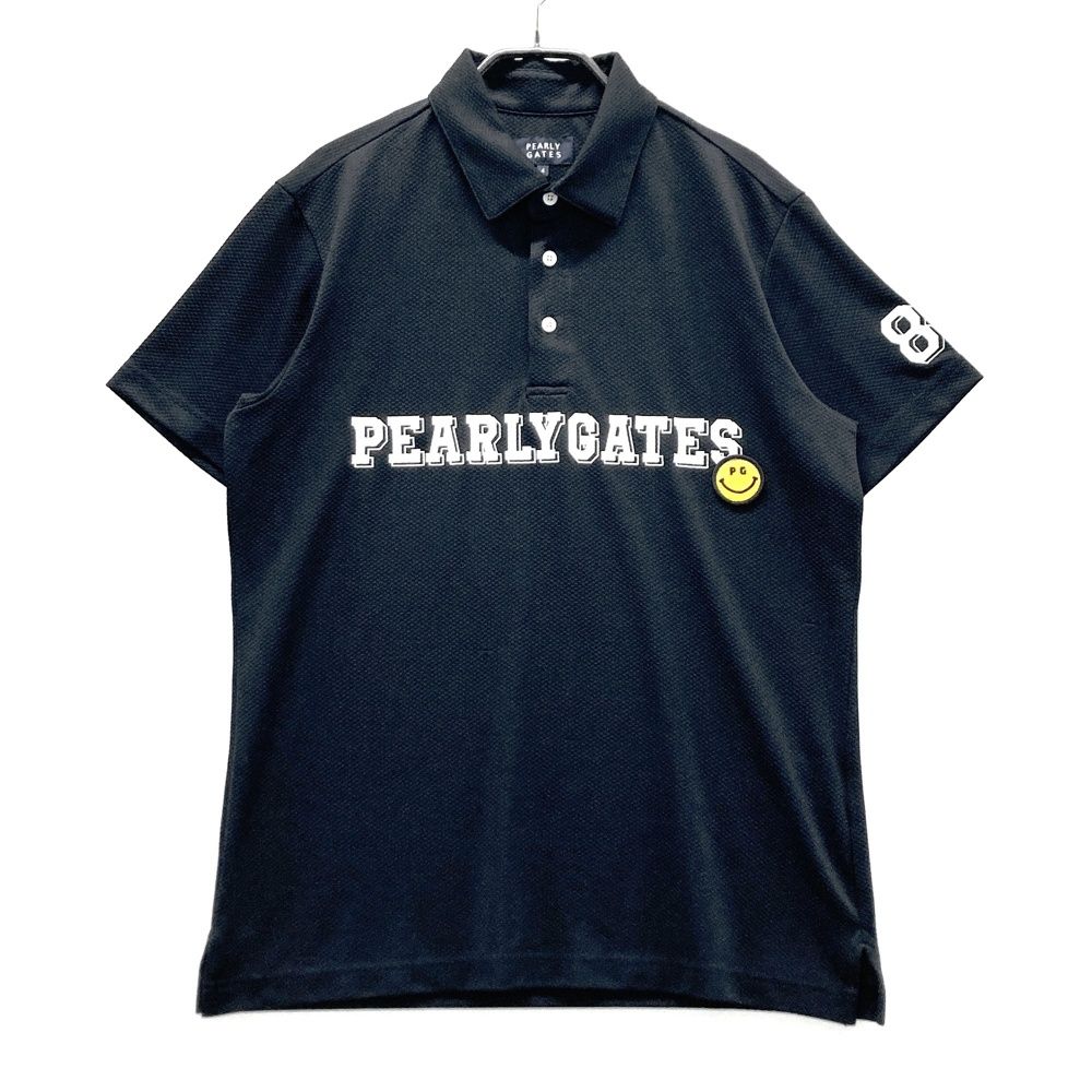 サイズ 4 PEARLY GATES パーリーゲイツ モデル 半袖ポロシャツ ニコちゃん ブラック系 ゴルフウェア メンズ ストスト