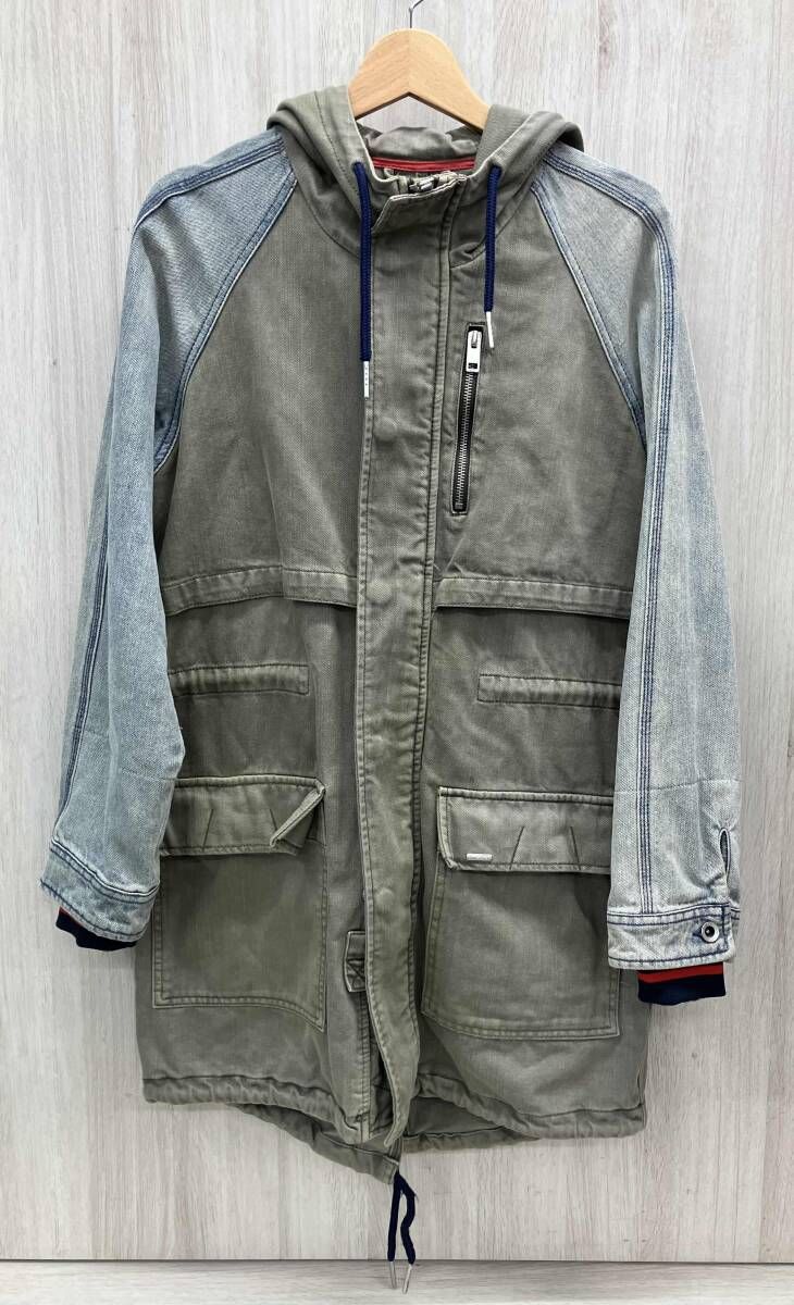DIESEL ディーゼル denim デニム切替 モッズコート オリーブグリーン サイズ S