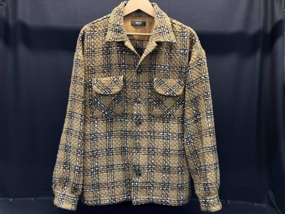 グラム glamb ジャケット キャメル チェック ツイード