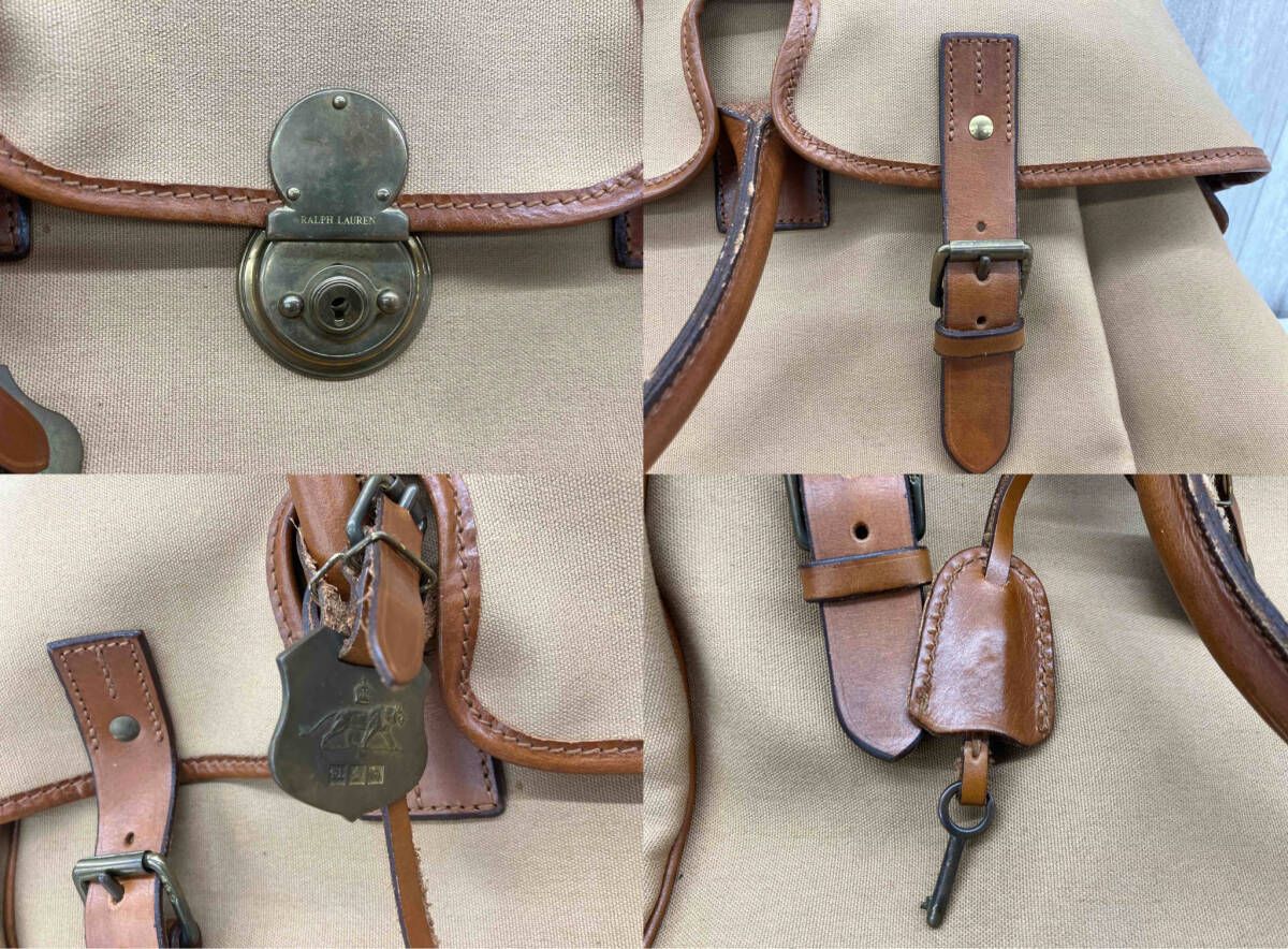 POLO ラルフローレン ボストンバッグ サファリ レザー ベージュ ショルダー RALPH LAUREN／ラルフローレン／サファリシリーズ／ボストンバッグ
