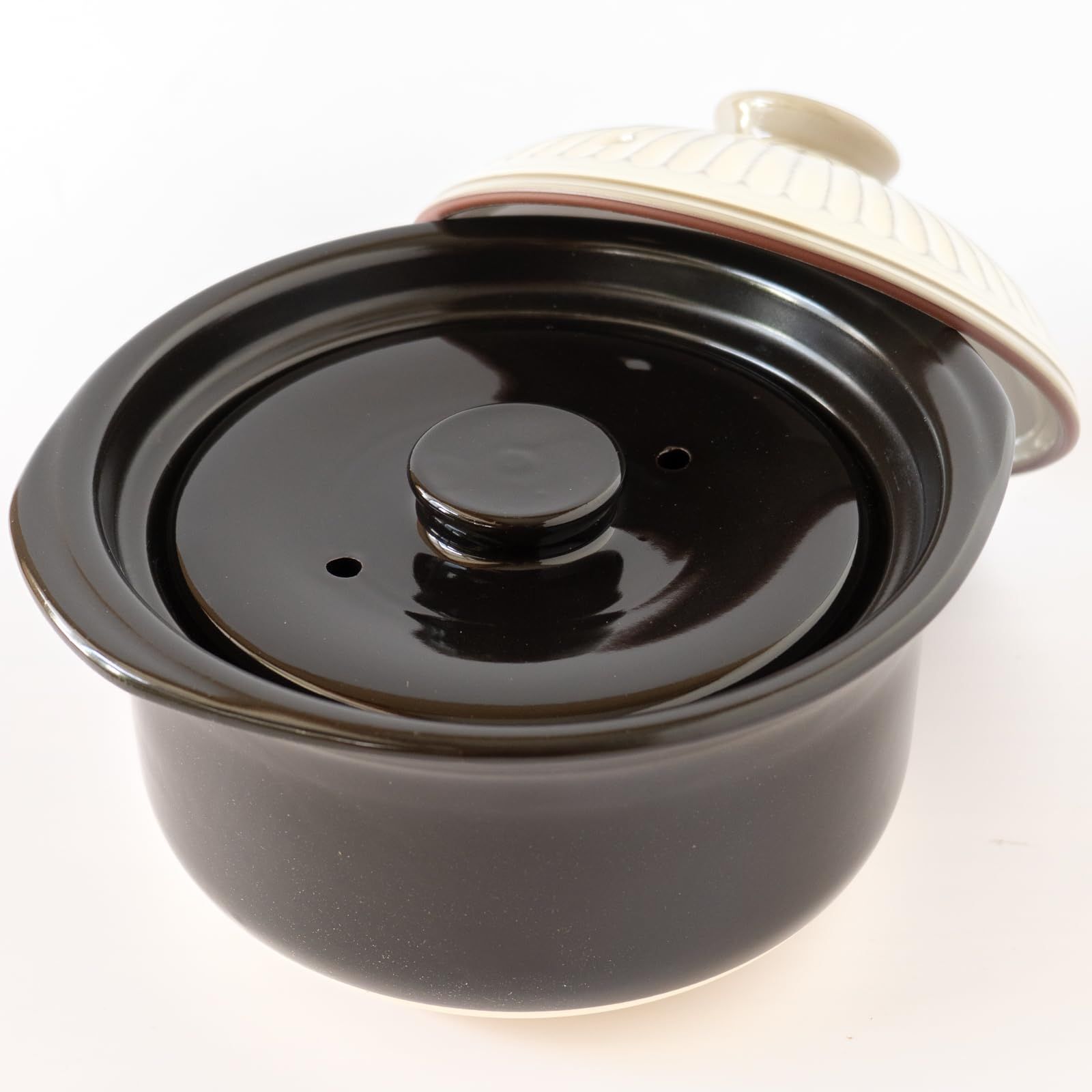 銀峯陶器 Ginpo Touki 萬古焼 銀峯 菊花 ご飯鍋 2合炊き 二重蓋 ごはん 土鍋 直火対応 粉引 ホワイト 41161 1 L 粉引釉