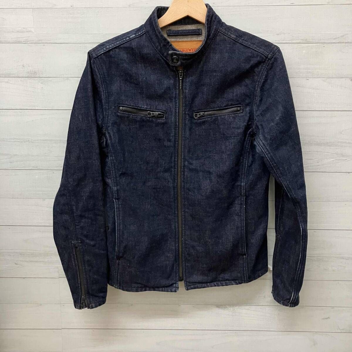 UES ウエス Gジャン デニムジャケット デニムシングルライダースジャケット メンズ Lサイズ