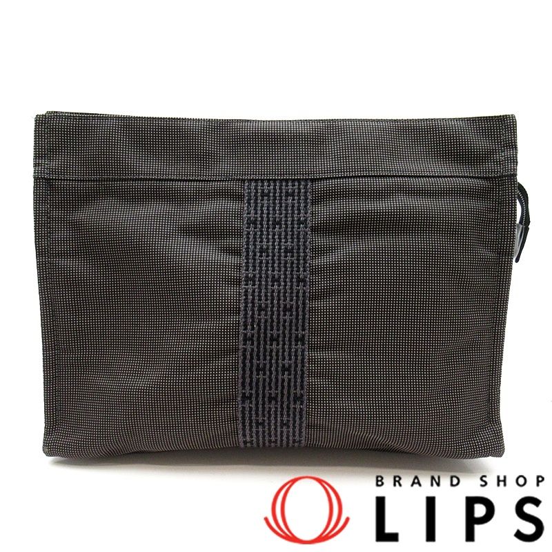 エルメス エールライン クラッチバッグ ポーチ キャンバス メンズ その他バッグ グレー