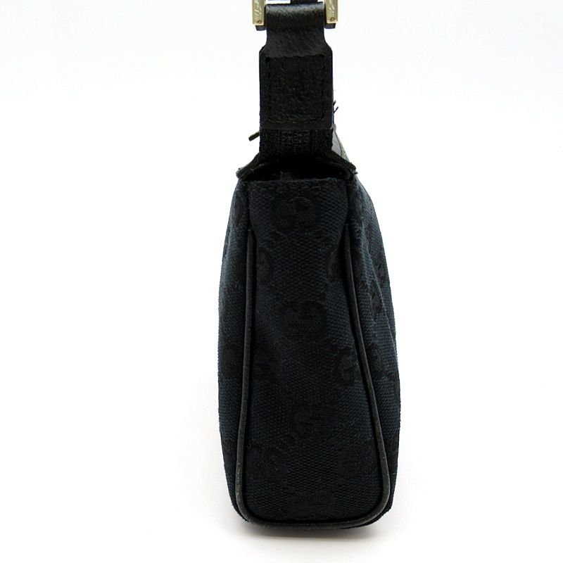 美品✨グッチ アクセサリーポーチ GG キャンバス レザー ブラック グッチ アクセサリーポーチ 145750 GGキャンバス/レザー レディース