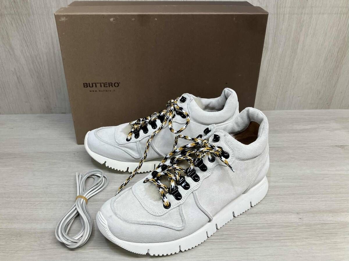 BUTTERO B 8514 CARRERA 本革 レザー スニーカー ブッテロ カレラ ボア シューズ 靴 替え紐付き ホワイト 40 約25 cm