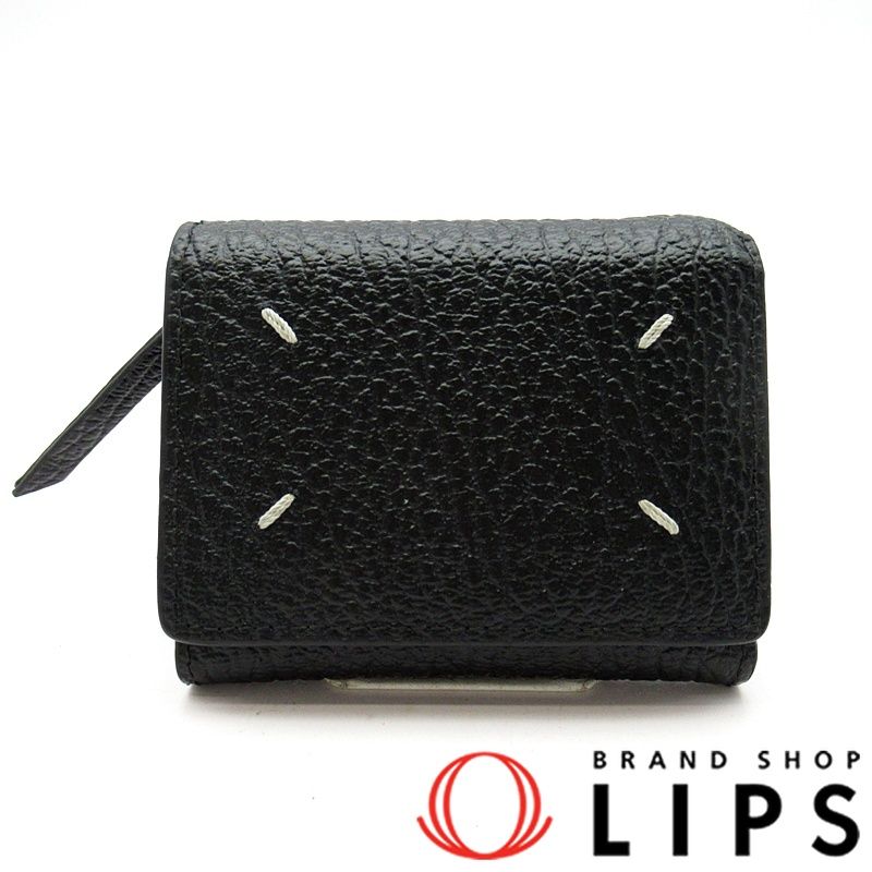 メゾンマルジェラ 3つ折財布 レザー レディース ブラック