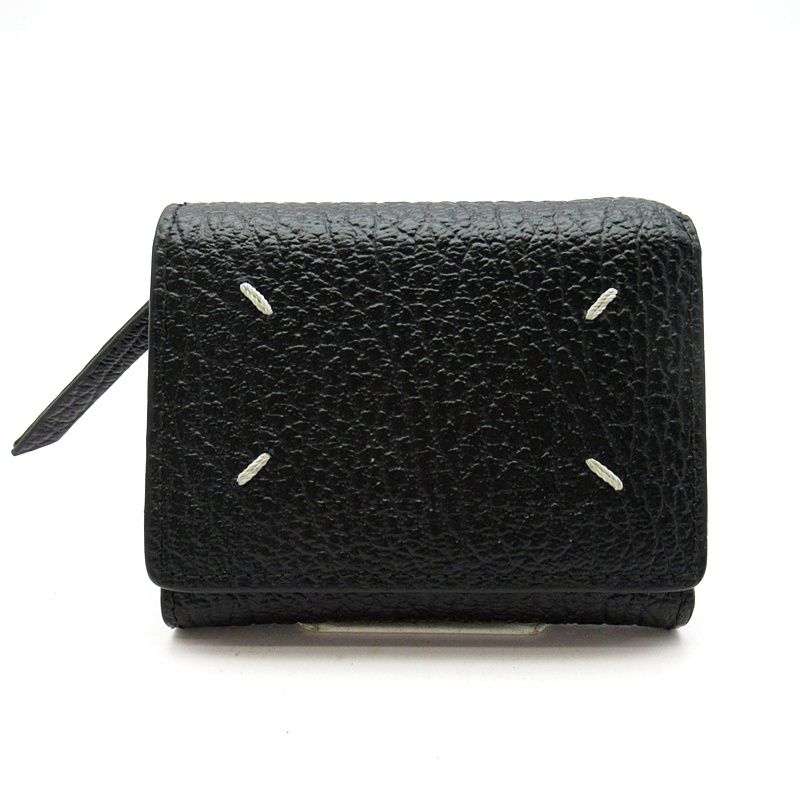 メゾンマルジェラ 3つ折財布 レザー レディース ブラック