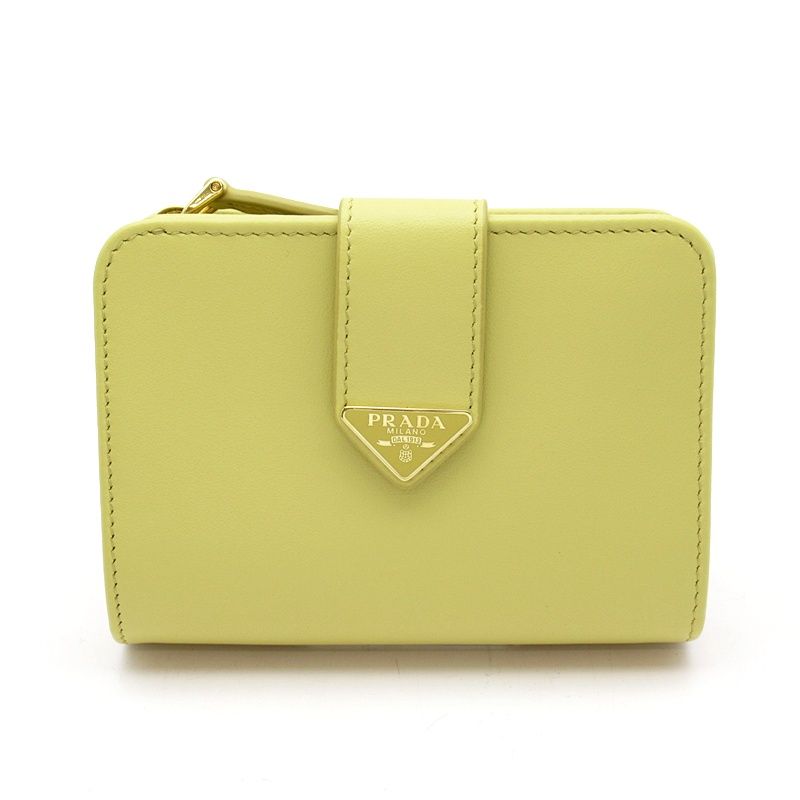 プラダ 二つ折り財布 1 ML 018 カーフ レディース イエロー VANIGLIA
