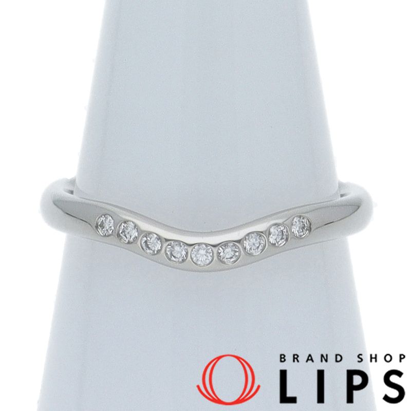 ティファニー カーブドバンド9 Pダイヤリング 10 Pt 950 レディース