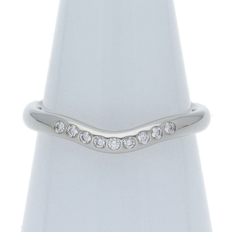 ティファニー カーブドバンド9 Pダイヤリング 10 Pt 950 レディース