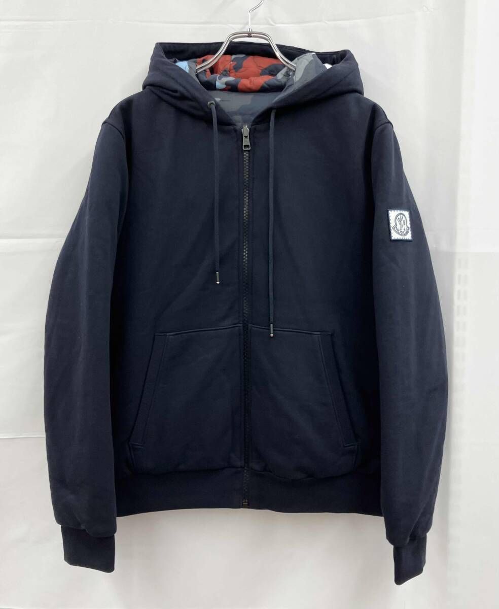 MONCLER モンクレール ダウンジャケット ジップアップフーディー リバーシブル RCOM-16-59 迷彩柄 XL ネイビー マルチ 冬