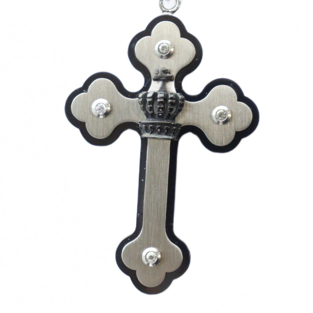 ジョイントタブー JOINT TABOO ネックレス ペンダント クロス 十字架 クラウン ラインストーン シルバー色 GY 18 MQ