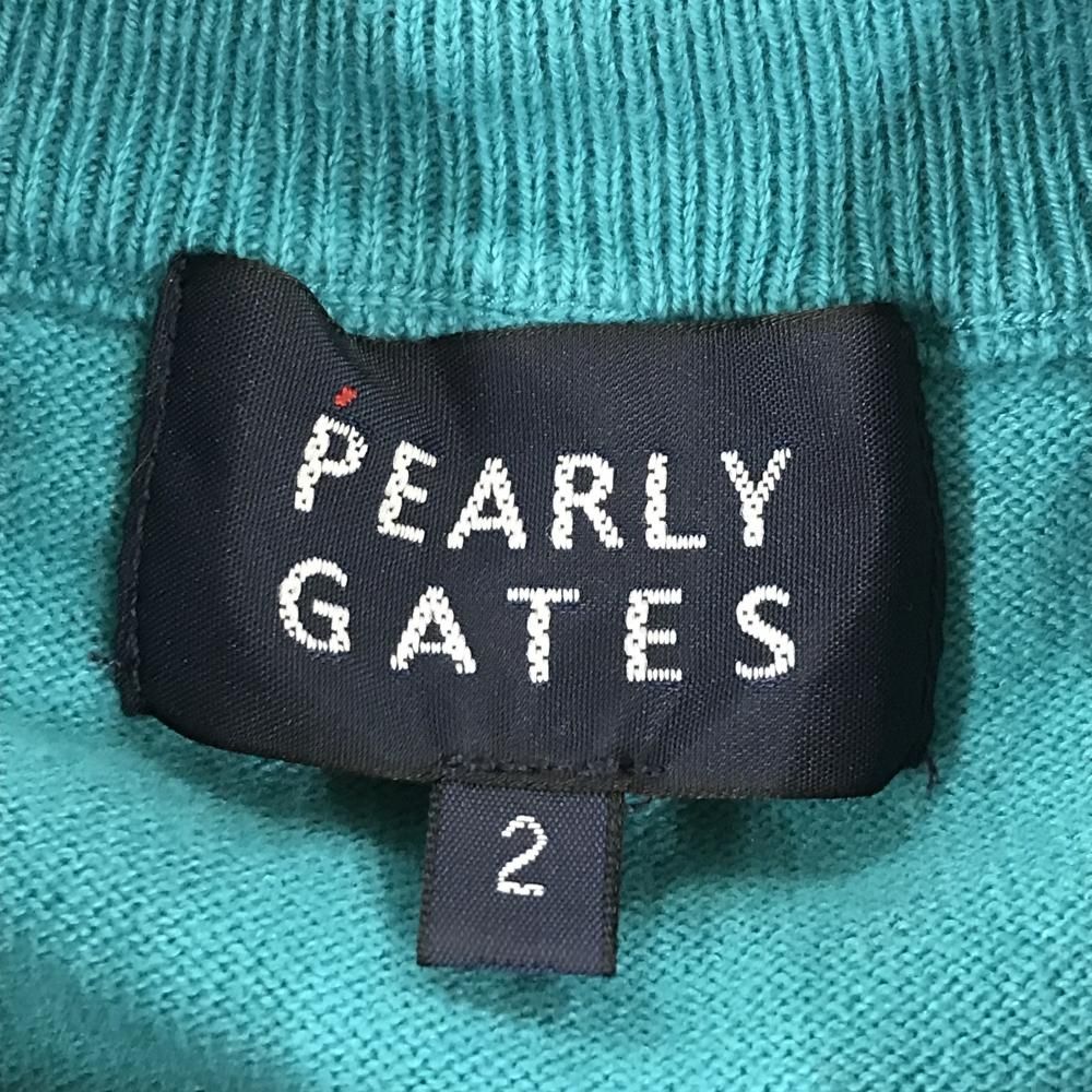 パーリーゲイツ ハイネックセーター ターコイズブルー×白 ネックロゴ