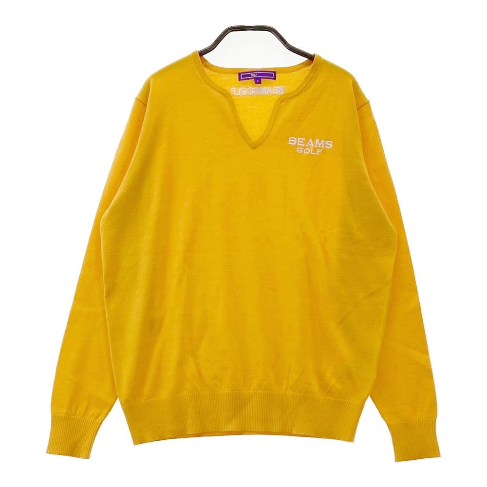 サイズ L BEAMS GOLF ビームスゴルフ 長袖 ニットセーター イエロー系 ゴルフウェア レディース ストスト
