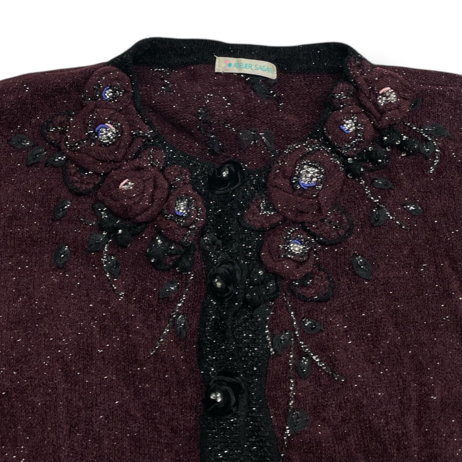 ATELIER SAGAN アトリエサガン 刺繍カーディガン ニットカーディガン