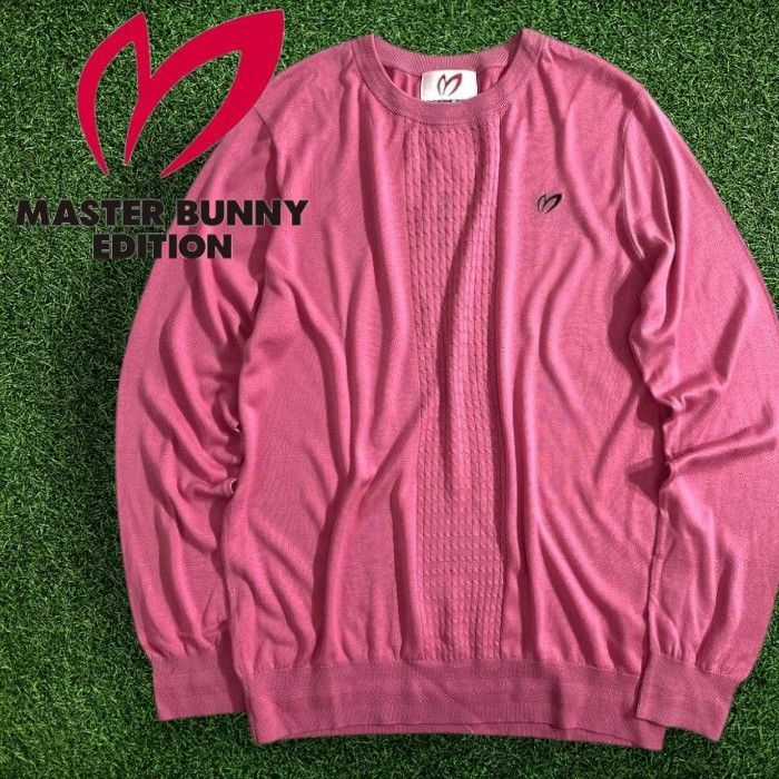 MASTER BUNNY EDITION by PEARLY GATES マスターバニー パーリーゲイツ ゴルフ シルク100％ ケーブル編み切替 クルーネック 長袖 ニット セーター ウェア 758 2270901 定価2 8万 043 51217 w 05