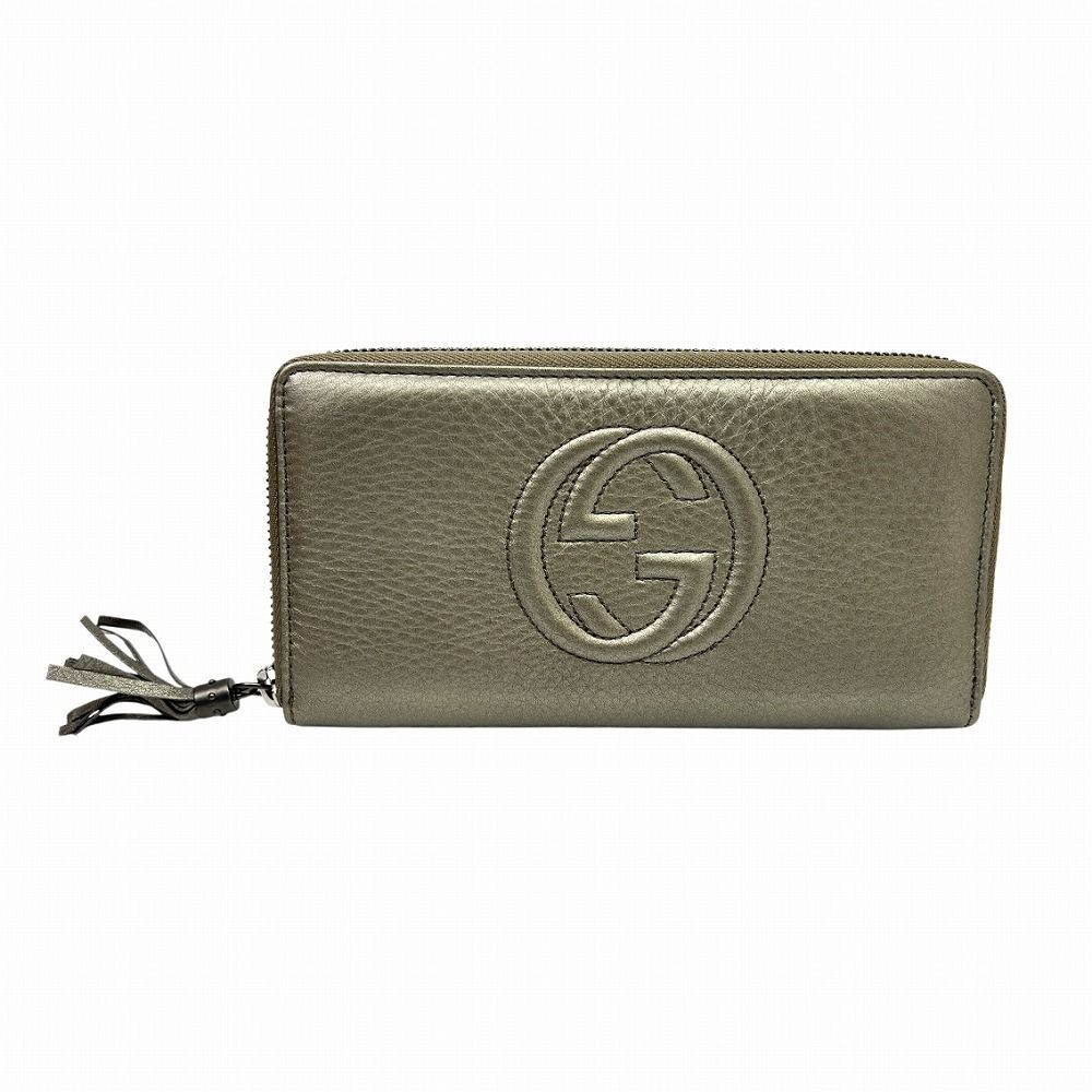 GUCCI 　グッチ　ジップアラウンドウォレット　ラウンドファスナー　長財布　財布　お財布　ロングウォレット　308004　メタリック　ゴールド　レザー　レディース　メンズ　ユニセックス　女性用　男性用　ロゴ　GG　 【ブランドギャラリー東心斎橋店】 GUCCI グッチ ジップアラウンドウォレット ラウンドファスナー 長財布
