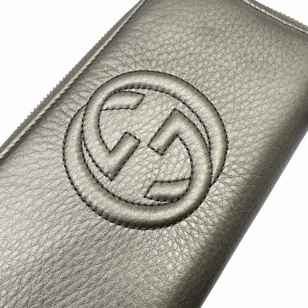 GUCCI 　グッチ　ジップアラウンドウォレット　ラウンドファスナー　長財布　財布　お財布　ロングウォレット　308004　メタリック　ゴールド　レザー　レディース　メンズ　ユニセックス　女性用　男性用　ロゴ　GG　 【ブランドギャラリー東心斎橋店】 GUCCI グッチ ジップアラウンドウォレット ラウンドファスナー 長財布