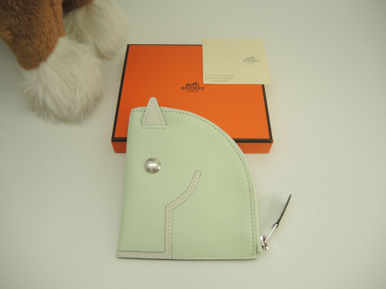エルメス パドックウォレット シェーブル 薄緑 コインケース カードケース U 10