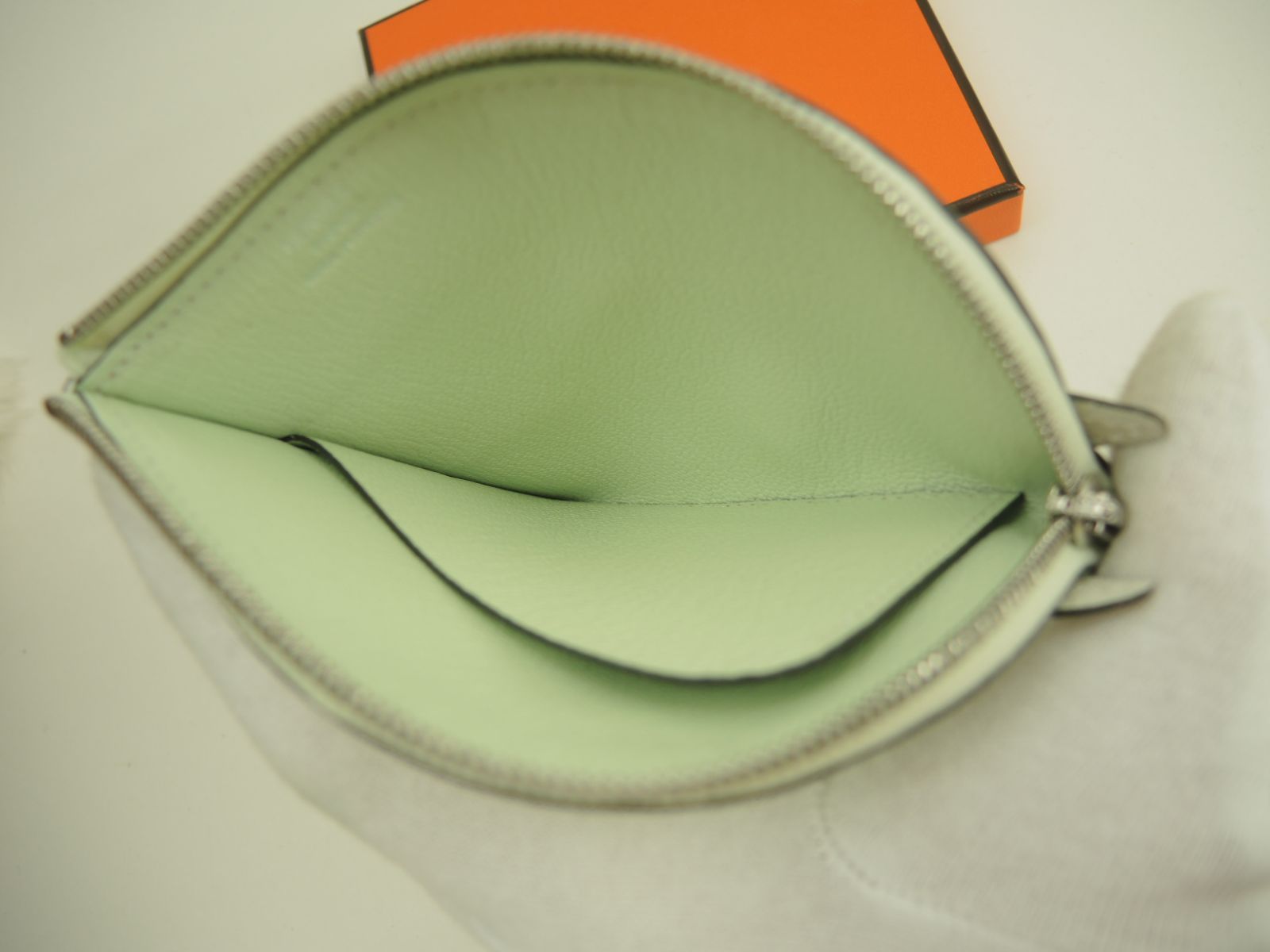 エルメス パドックウォレット シェーブル 薄緑 コインケース カードケース U 10