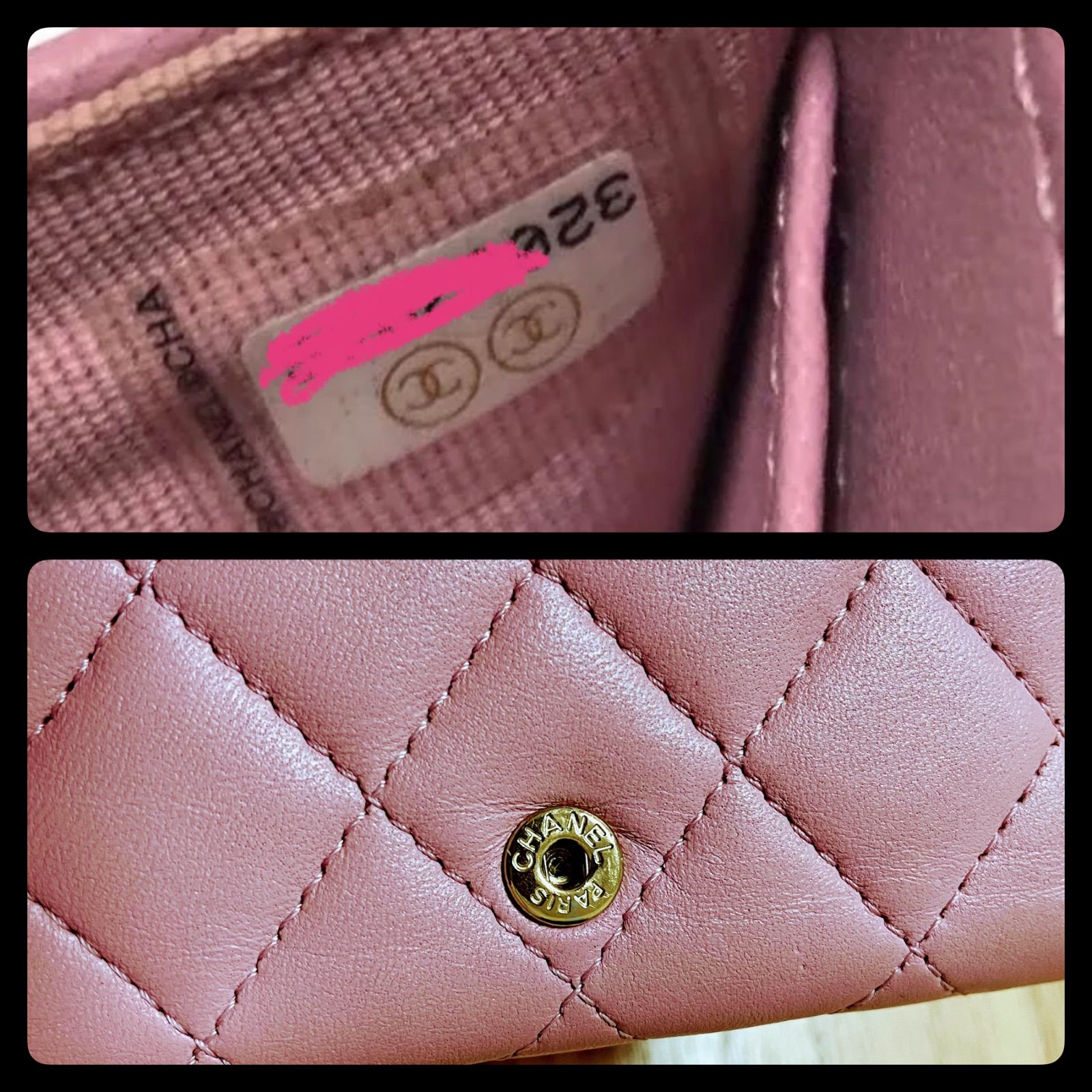 M*y様 シャネル　マトラッセ　ラムスキン　三つ折り財布　ピンク シャネル マトラッセ シャネル マトラッセ キャビアスキン コンパクト