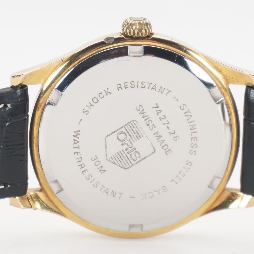ORIS オリス 7427-26 手巻き スモールセコンド 風防 ゴールドケース テクスチャー文字盤 アラビア数字 ヴィンテージ メンズ腕時計 スイス製 稼働品 手巻き時計 腕時計(アナログ) 時計