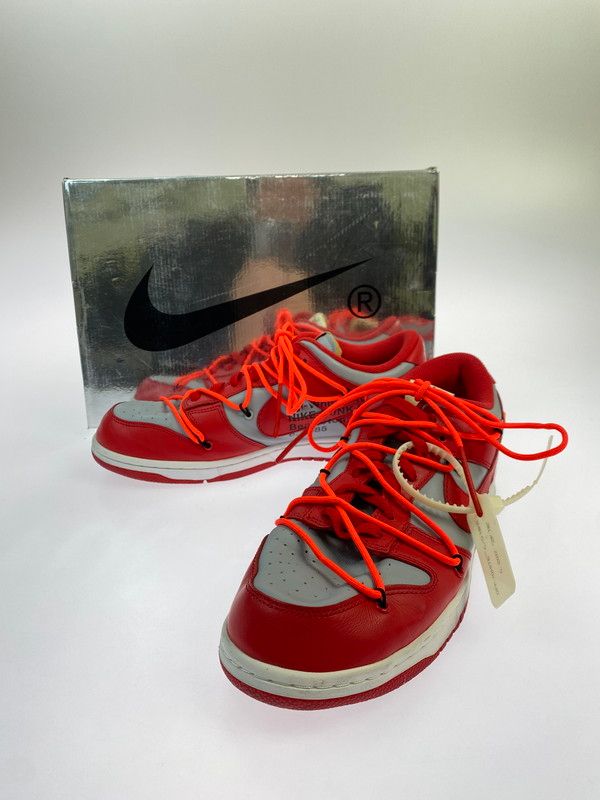 品 NIKE ナイキ × OFF-WHITE オフホワイト DUNK LOW RED WOLF GREY CT 0856 600 ダンク ロー スニーカー メンズ シューズ 靴 160-251218-em-02-min