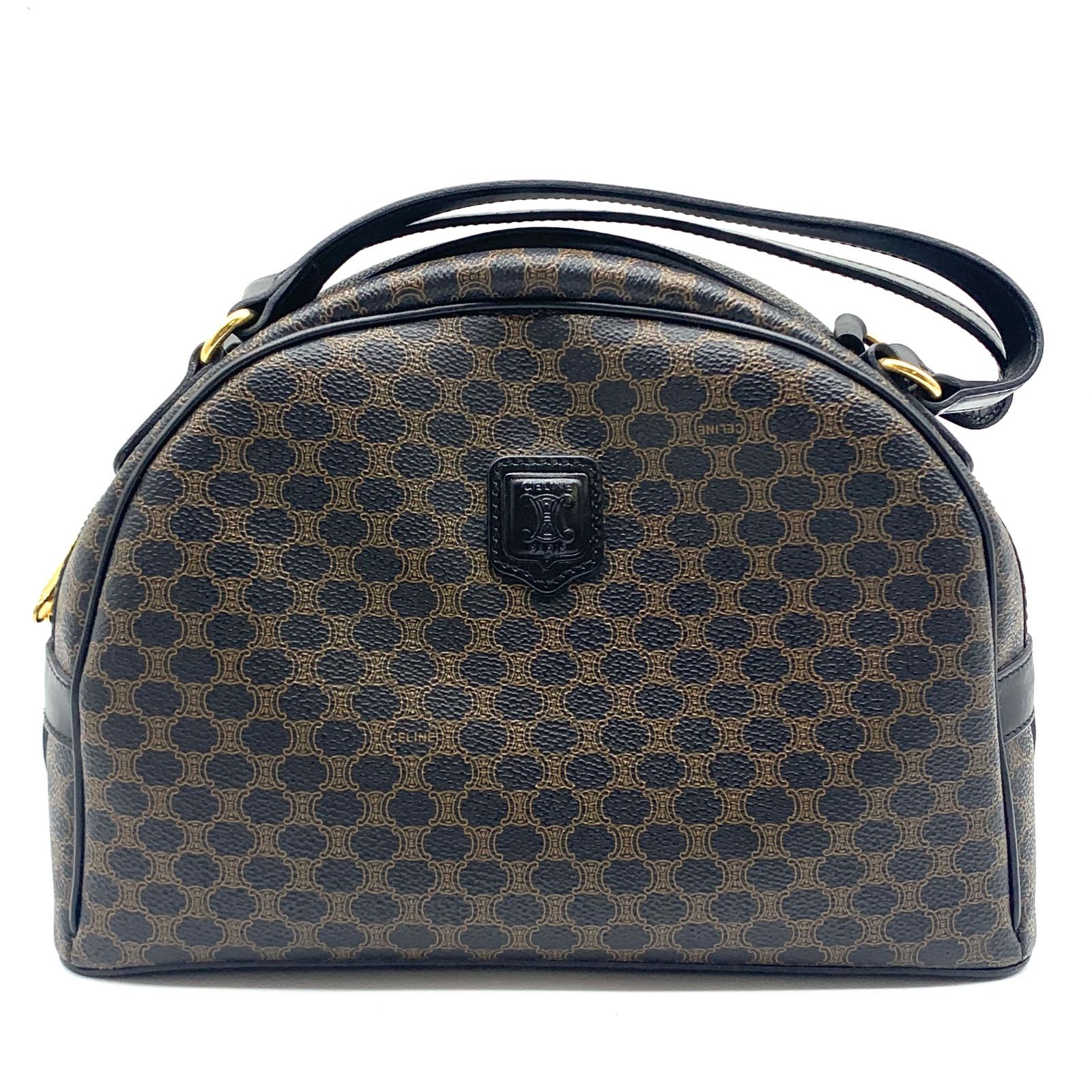 CELINE ハンドバッグ マカダム柄 ブラック×ブラウン系