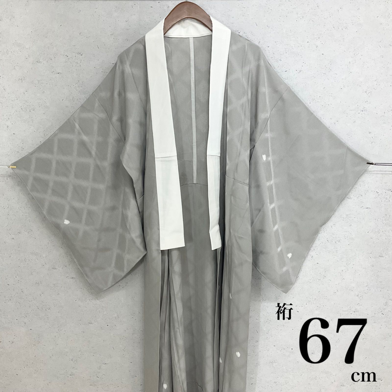 J51 新品正絹単衣長襦袢 無双袖 薄紫 半衿＆衣紋抜き付き 扇