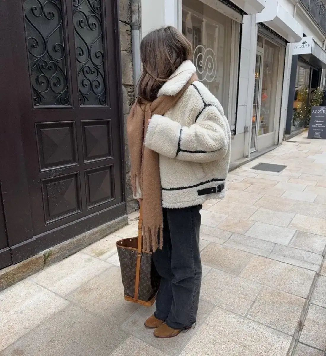 ZARA 安い レディース フェイクファー Shearling バイカー ムートン S