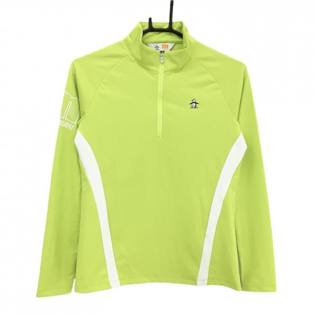 超美品】マンシングウェア 長袖ハイネックシャツ イエローグリーン×白