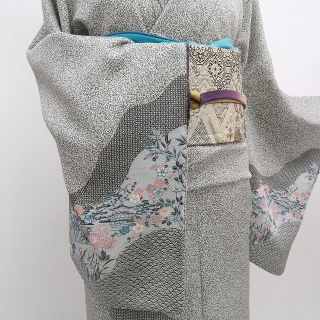  ✾まめ藤✾ｍ627 伝統工芸伝承者 木村正明落款 松竹梅 青海波 手縫い仕立て 訪問着 訪問着 付け下げ 着物