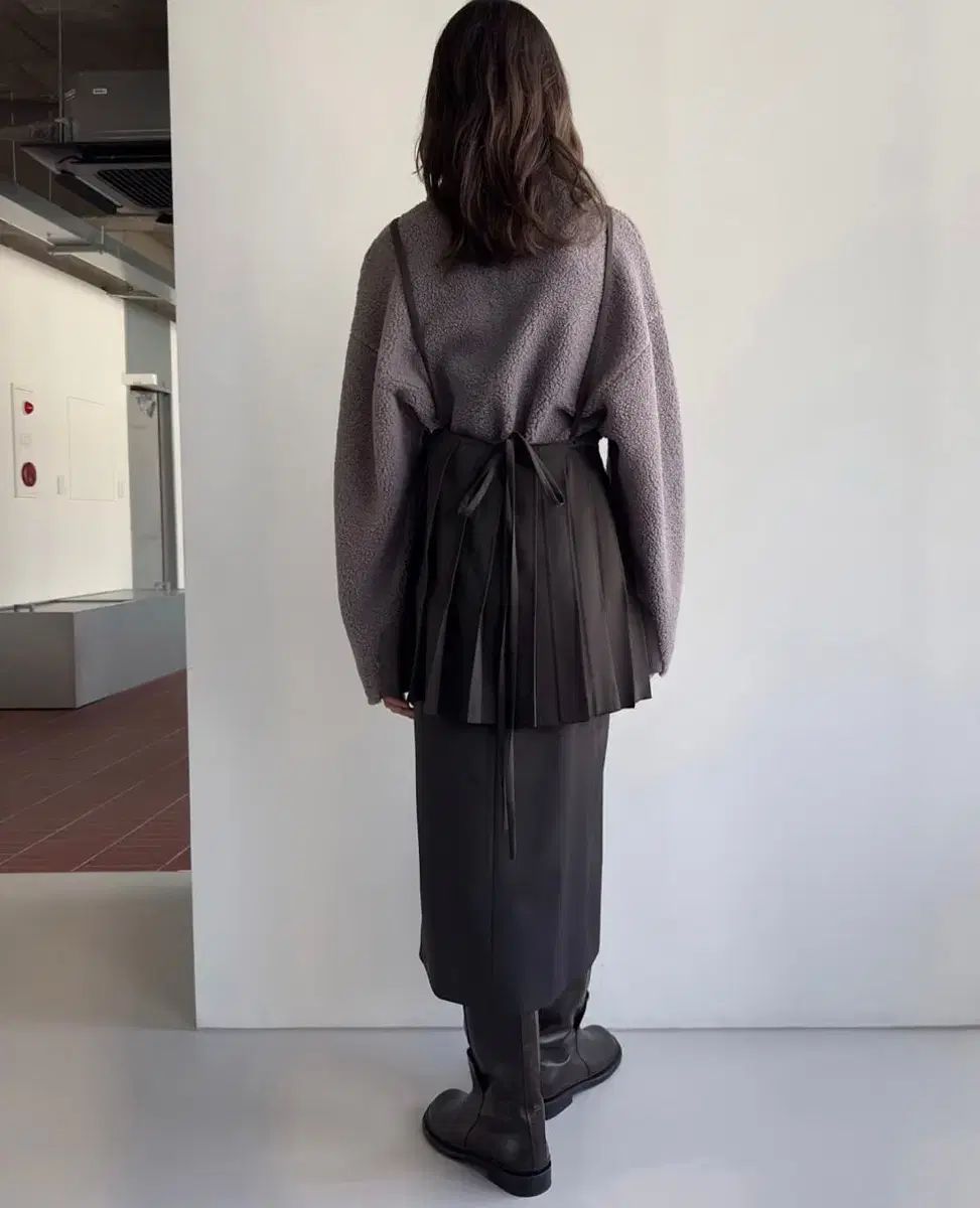 LOW CLASSIC ロウ クラシック pleats mini dress S チャコール