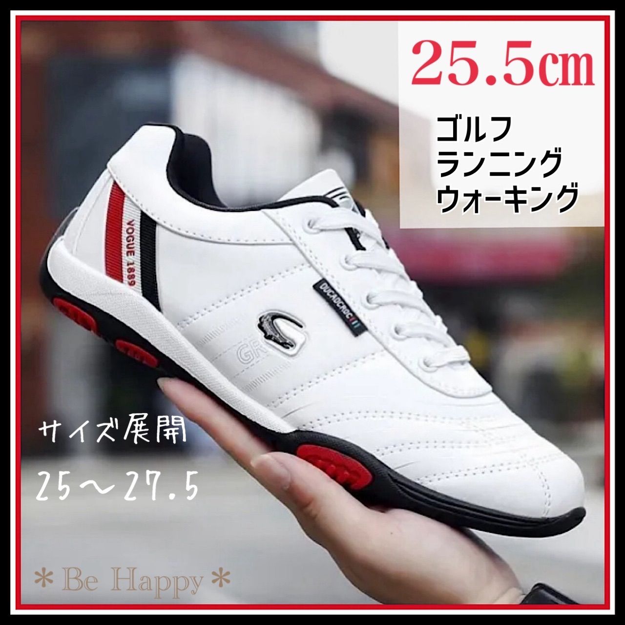 新品】◇白25.5cm◇ゴルフシューズランニングウォーキング メンズ 