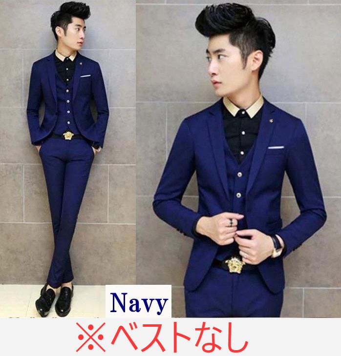 L ネイビー メンズ スーツ セットアップ 上下セット 1つボタン スリムスーツ メンズスーツ ビジネス スリム MEN S SUIT 紳士服 背広 卒業 卒業式 入学 入学式 春夏 dg 078 1
