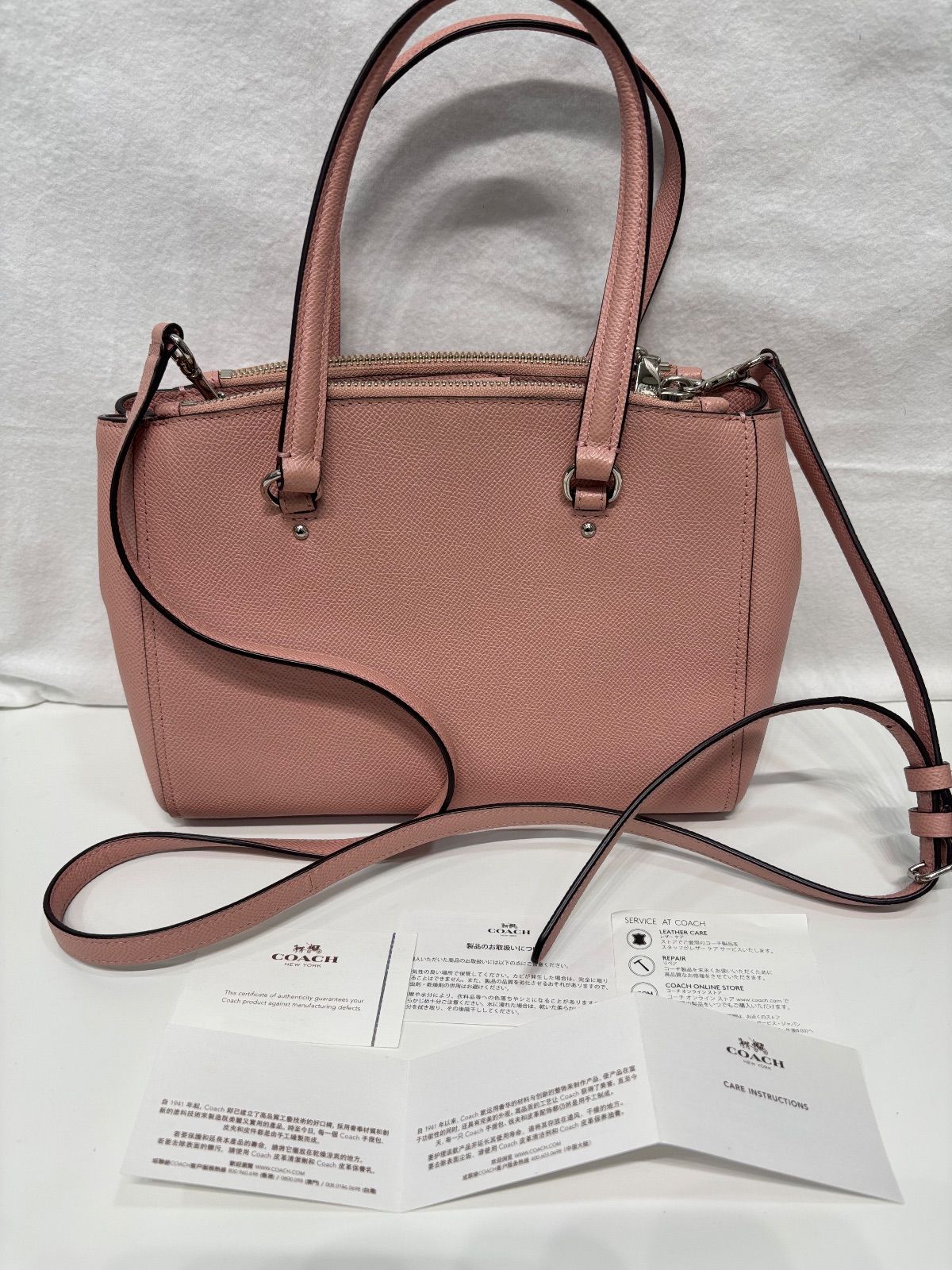 COACH コーチ レザー 2 WAY ショルダーバッグ ピンク