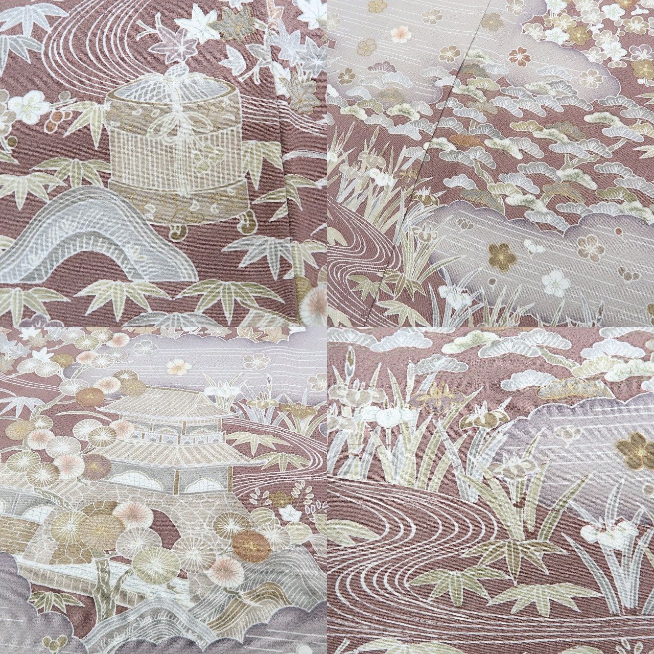  ✾まめ藤✾ｍ628 正絹 松竹梅 菖蒲 手縫い仕立て 訪問着 訪問着 付け下げ 着物