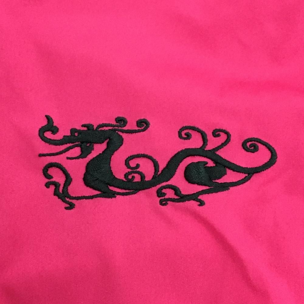 美品】ダンスウィズドラゴン アウターベスト ピンク×黒 ロゴ刺しゅう V
