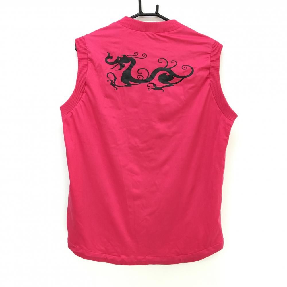 美品】ダンスウィズドラゴン アウターベスト ピンク×黒 ロゴ刺しゅう V
