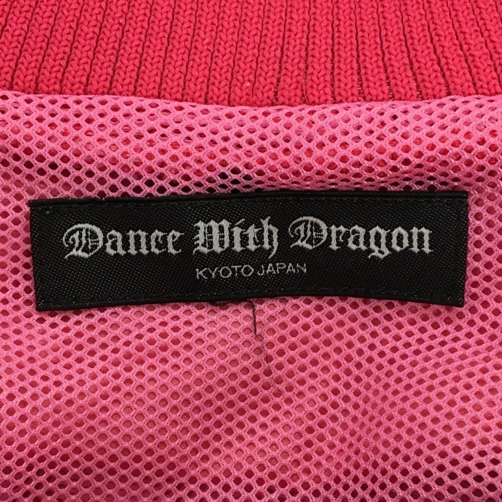 美品】ダンスウィズドラゴン アウターベスト ピンク×黒 ロゴ刺しゅう V