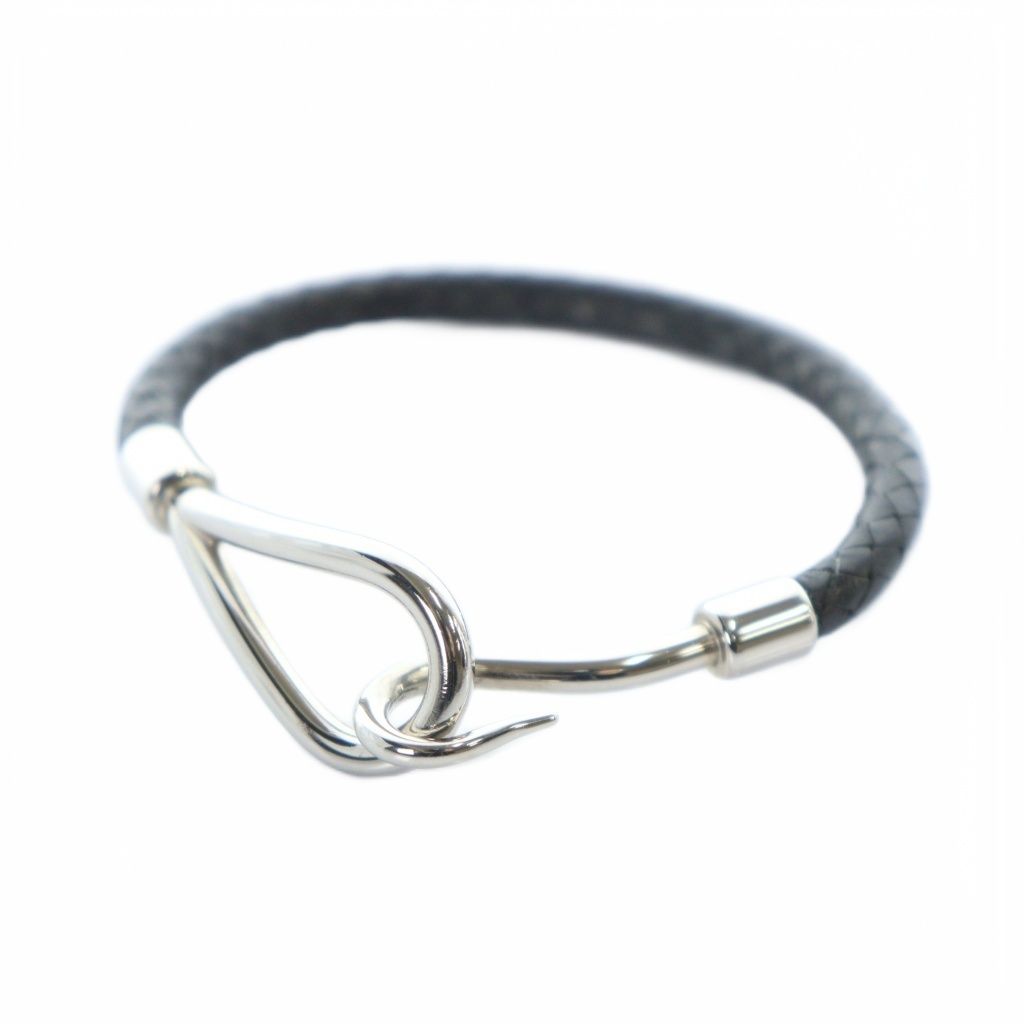 エルメス HERMES ジャンボ ブレスレット バングル レザー 黒 ブラック GY 18 MQ OH