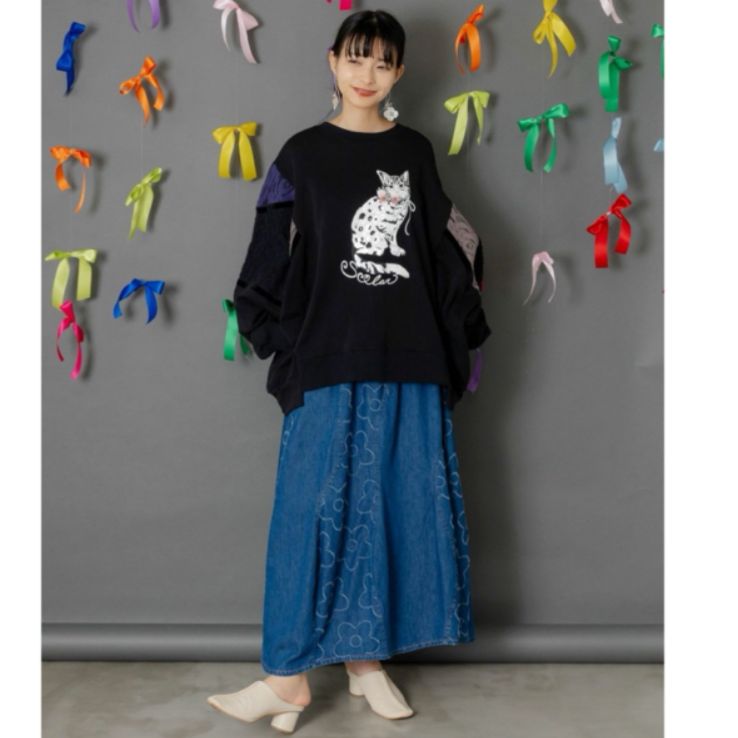 Scolar 花柄ジャガードor配色波模様デニムスカート