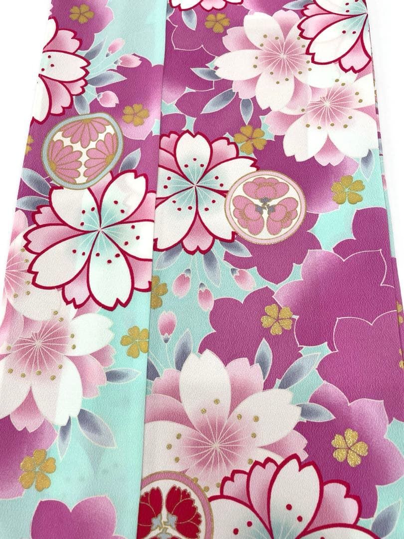  二尺袖 ポリエステル着物 袴向き 南明奈 金彩 紋意匠 躾糸付き MOP 554 振袖 着物