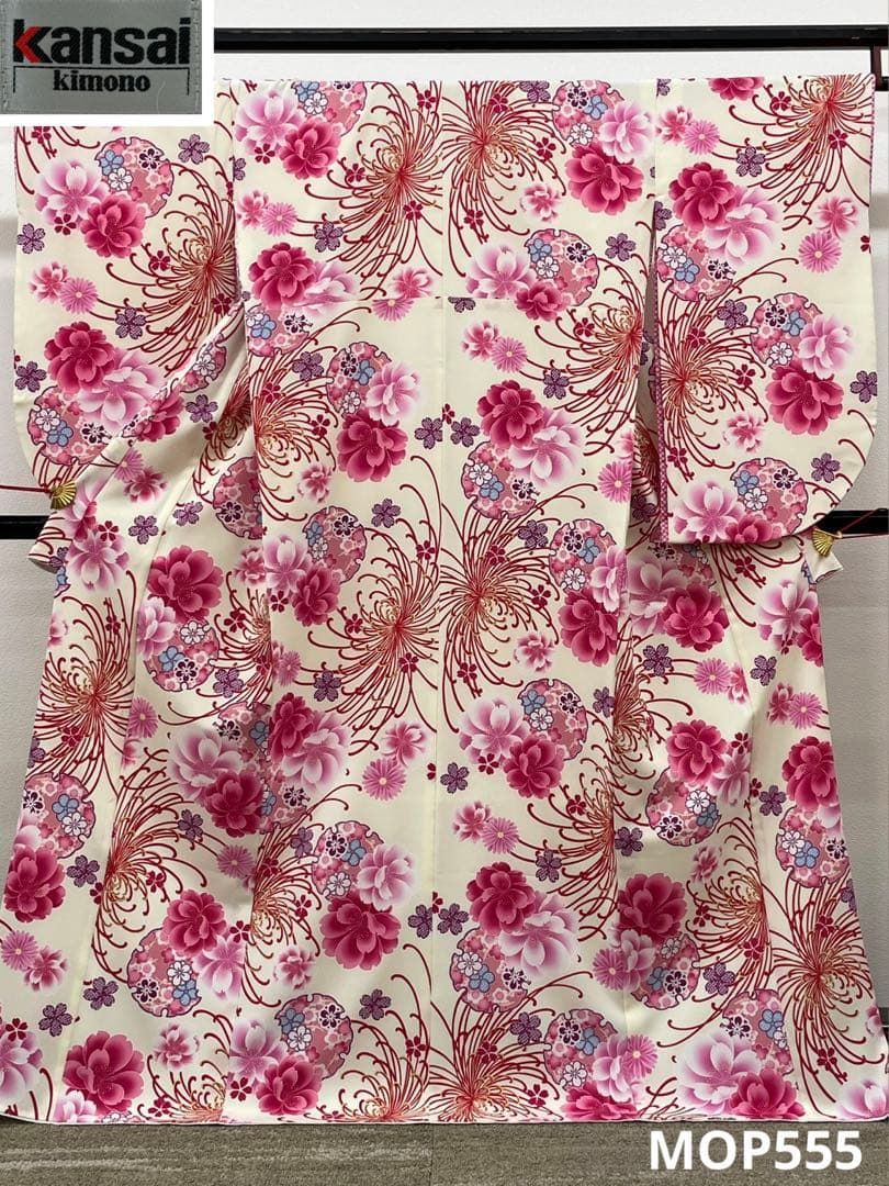 二尺袖 ポリエステル着物 袴向き 山本寛斎 金彩 紋意匠 躾糸付き MOP 555