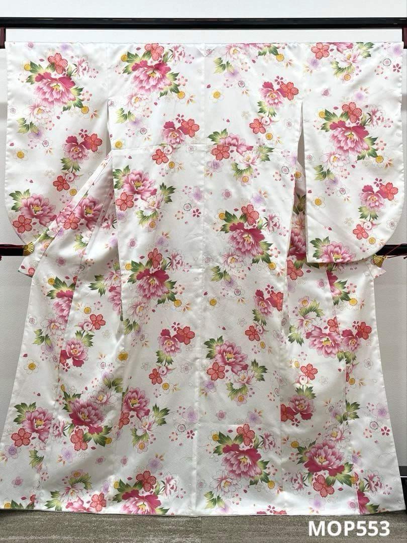 二尺袖 ポリエステル着物 袴向き 金彩 紋意匠 花々 MOP 553