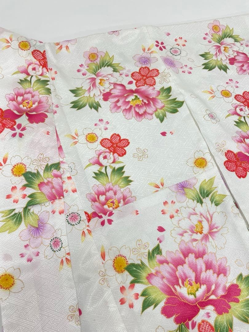  二尺袖 ポリエステル着物 袴向き 金彩 紋意匠 花々 MOP 553 振袖 着物