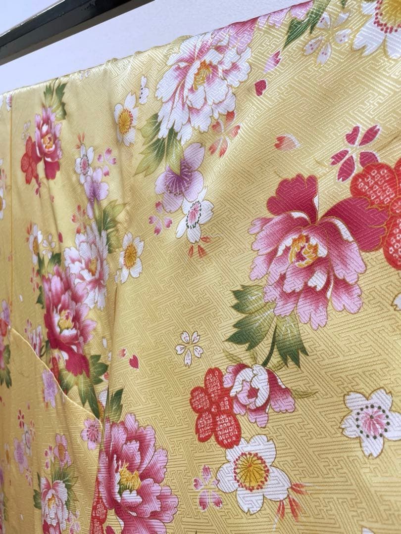 二尺袖 ポリエステル着物 袴向き 金彩 紋意匠 花々 MOP 552