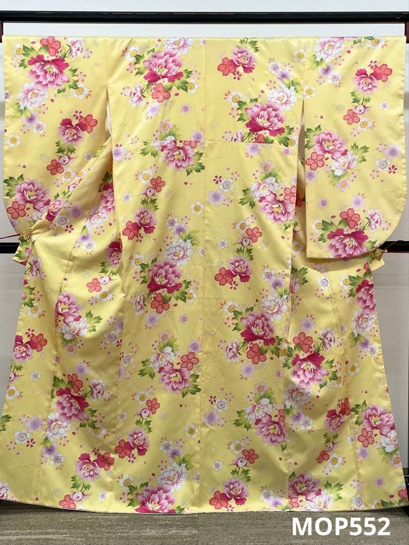 二尺袖 ポリエステル着物 袴向き 金彩 紋意匠 花々 MOP 552
